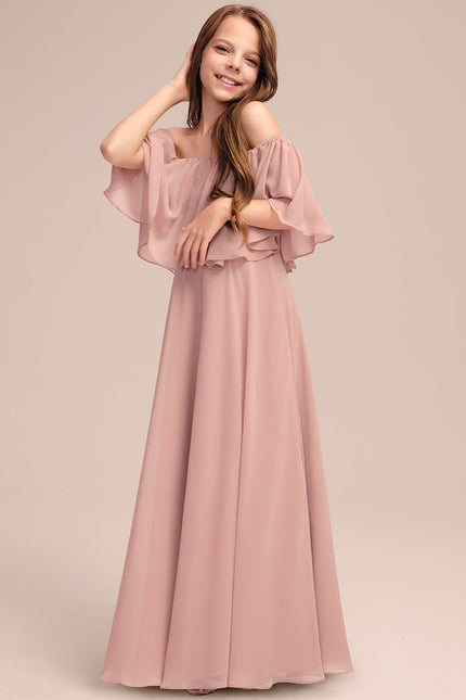 Robe Pastel Rose Épaules Dénudées Longue