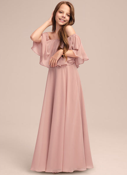 Robe Pastel Rose Épaules Dénudées Longue