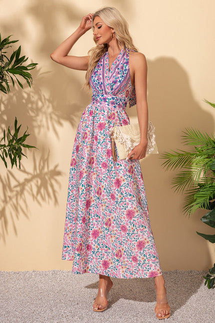 Robe Pastel Imprimé Fleurs Mauve Maxi - gallery 1