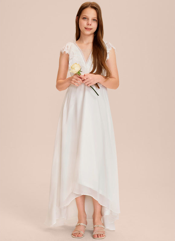Robe Pastel Blanche Col V Asymétrique - gallery 5