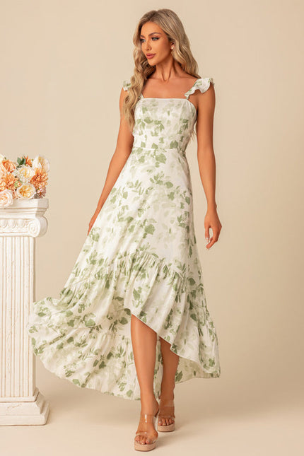 Robe Pastel Verte À Volants Floral - gallery 2