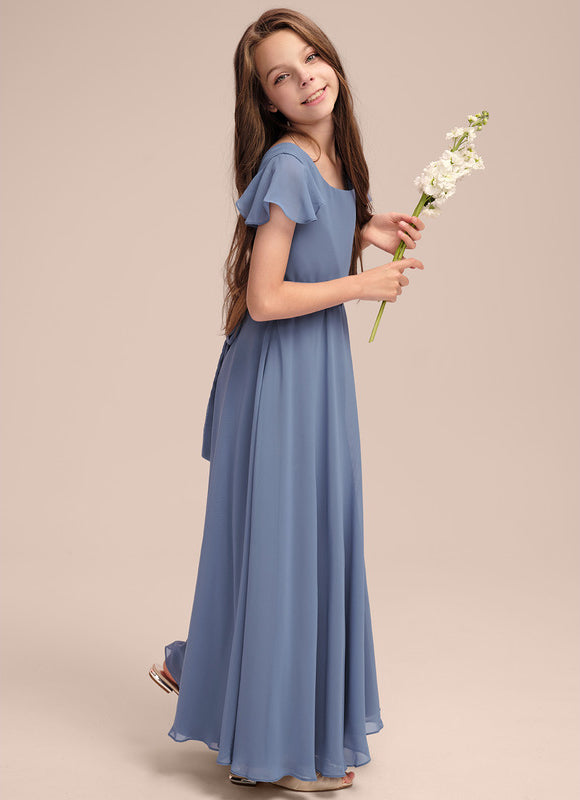 Robe Pastel Bleu Col Carré Long - gallery 2