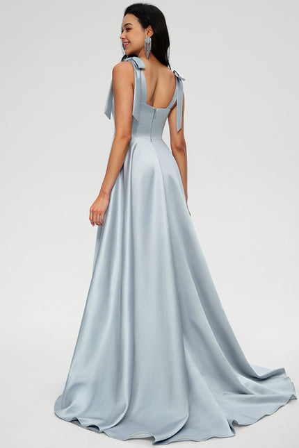 Robe Pastel Bleu Clair Col Cœur Satin - gallery 2