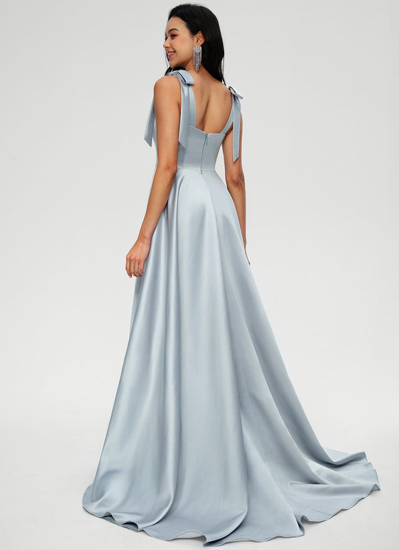 Robe Pastel Bleu Clair Col Cœur Satin - gallery 2
