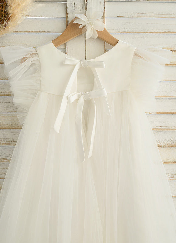 Robe Pastel Fille Mariage Blanche Tulle - gallery 1