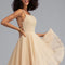 Robe Pastel Beige Perles Paillettes Trapèze