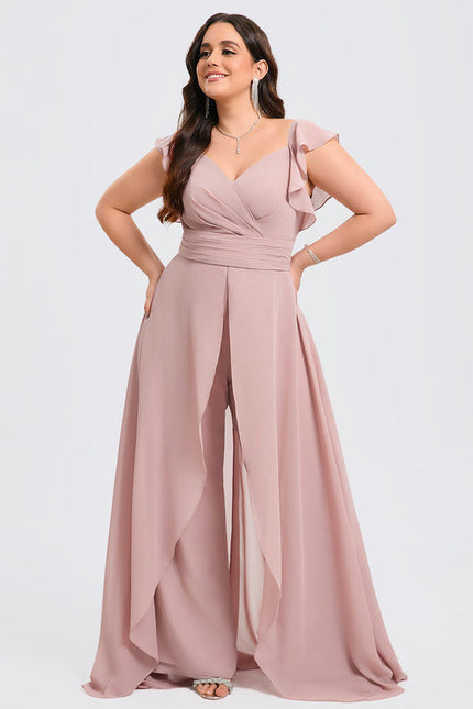Robe Pastel Rose Demoiselle D'Honneur Volants - gallery 6