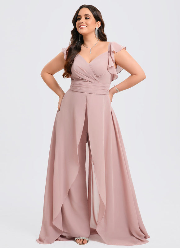 Robe Pastel Rose Demoiselle D'Honneur Volants - gallery 6