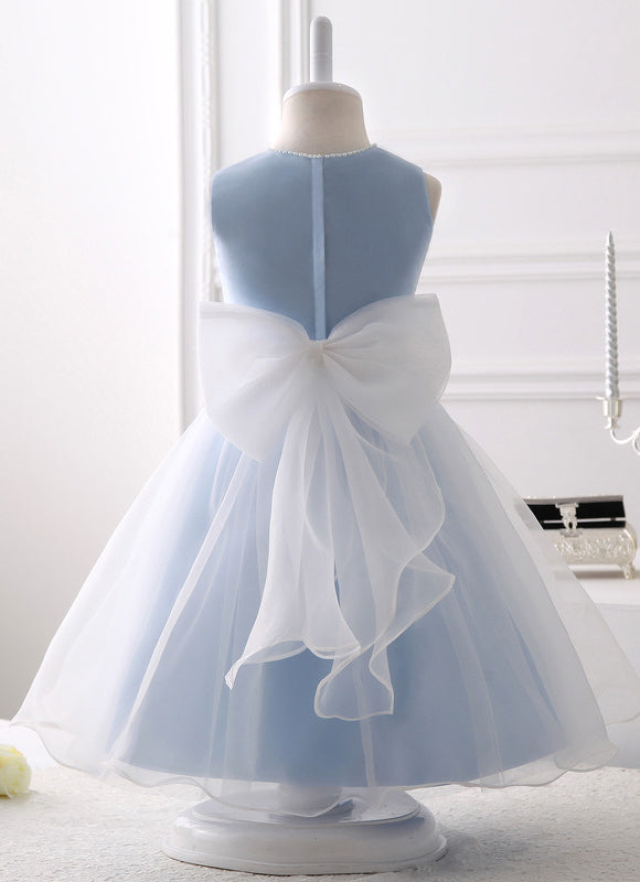 Robe Pastel Bleu Col Rond Longueur Genou - gallery 1