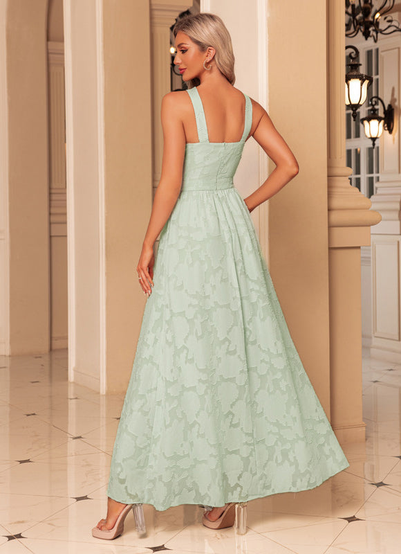 Robe Pastel Verte Maxi Trapèze Jacquard - gallery 5