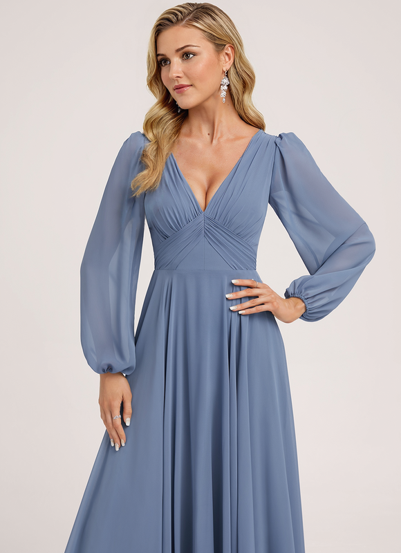 Robe Pastel Demoiselle D'Honneur Bleu Clair - gallery 5