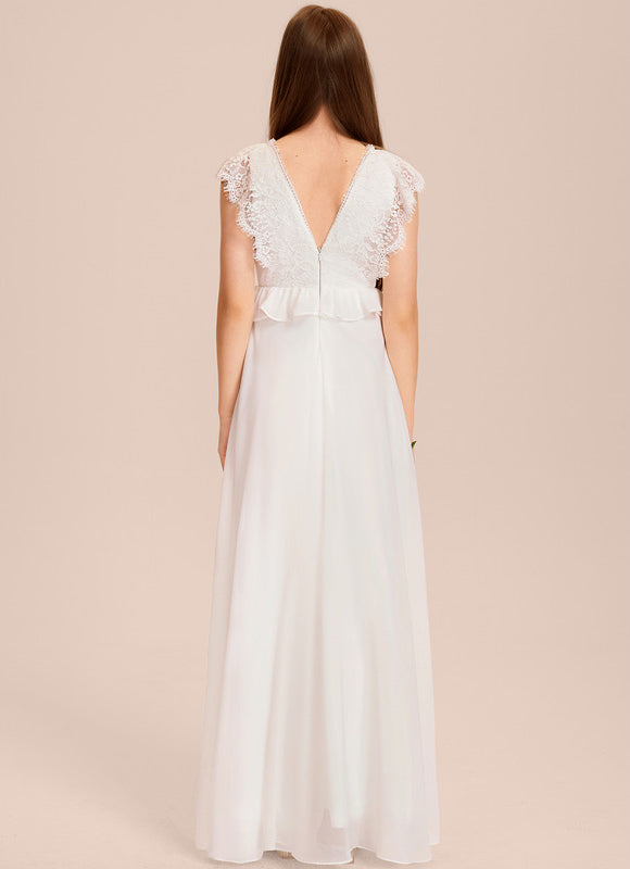 Robe Pastel Blanche Col V Asymétrique - gallery 2