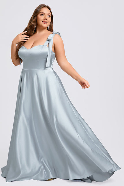 Robe Pastel Bleu Clair Col Cœur Satin - gallery 9