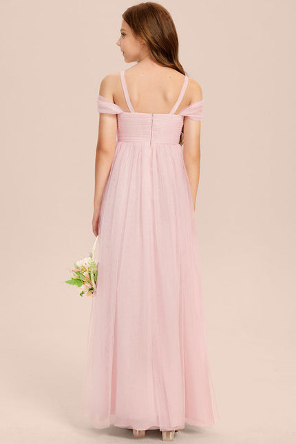Robe Pastel Rose Décolleté Épaules Tulle - gallery 3
