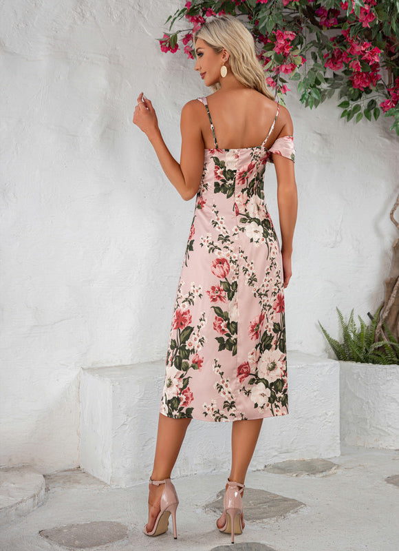 Robe Pastel Fleurie Col Bénitier Rose - gallery 5