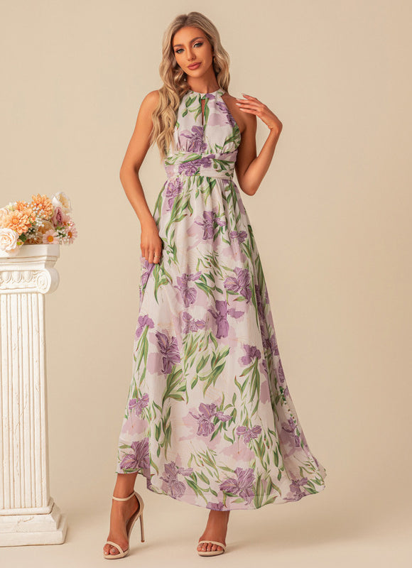 Robe Pastel Floral Lilas Longueur Maxi - gallery 1