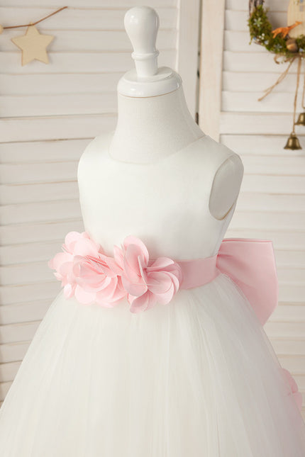 Robe Pastel Fille Mariage Blanc Rose - gallery 4