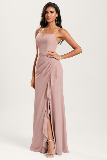 Robe Pastel Rose Sirène Col Carré - gallery 1