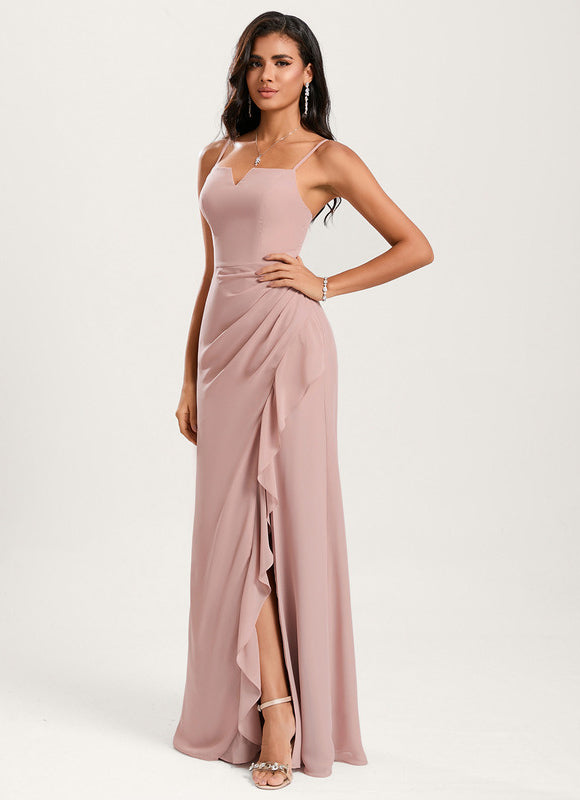Robe Pastel Rose Sirène Col Carré - gallery 1