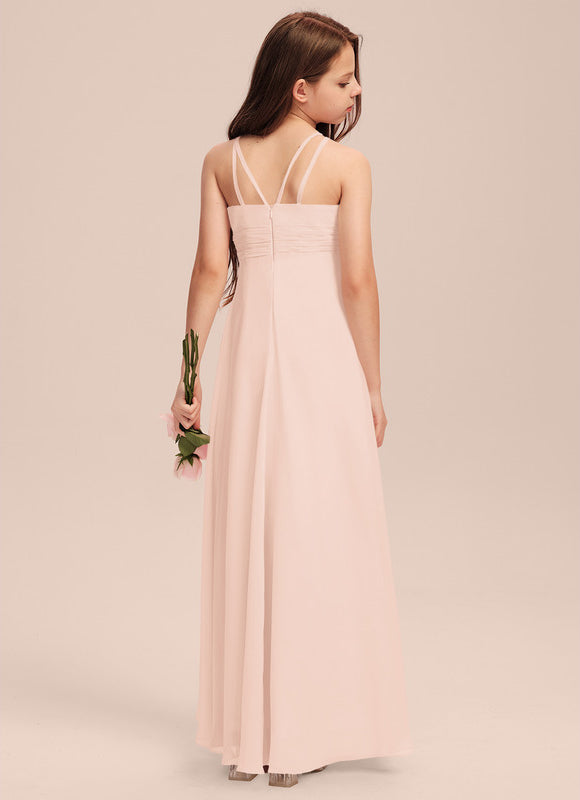 Robe Pastel Junior Rose Volants Longue - gallery 1