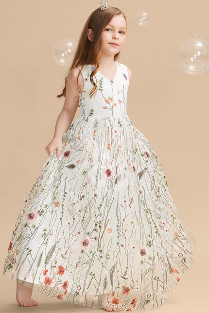 Robe Pastel Verte Dentelle Fleuri Fille Mariage - gallery 5