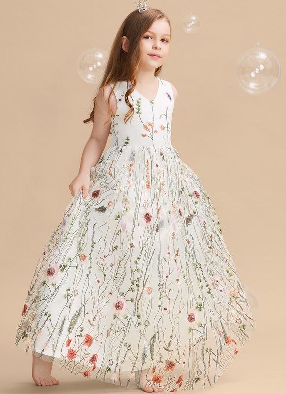 Robe Pastel Verte Dentelle Fleuri Fille Mariage - gallery 5