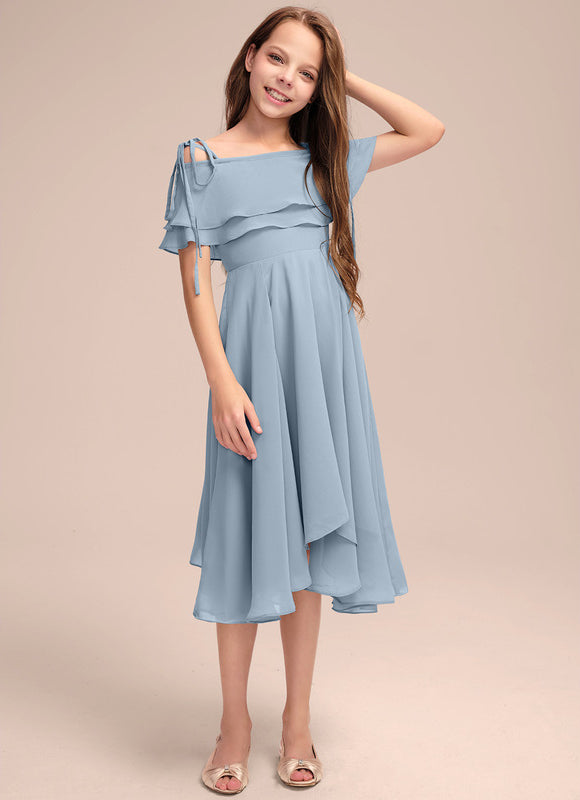 Robe Pastel Bleu Trapèze Volants Junior