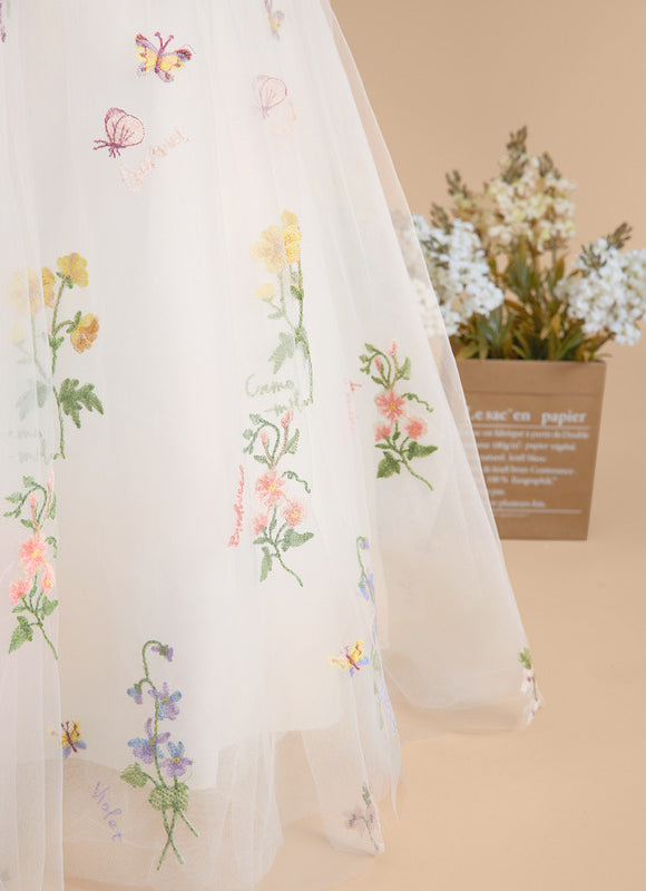 Robe Pastel Blanche Fille Mariage Fleurs - gallery 8