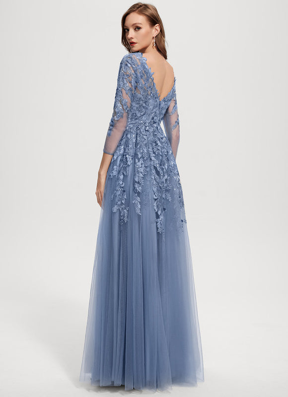Robe Pastel Dégradé Bleu Col V Élégant - gallery 5