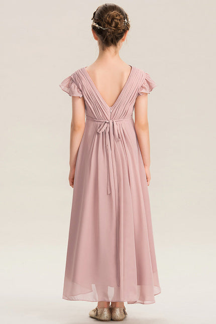 Robe Pastel Rose Trapèze Avec Nœud - gallery 4
