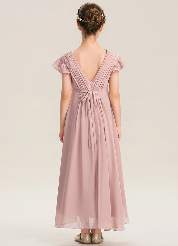 Robe Pastel Rose Trapèze Avec Nœud - gallery 4