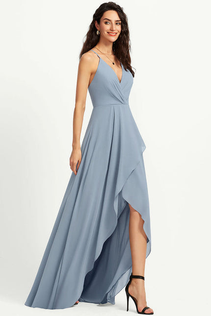 Robe Pastel Verte Col V Asymétrique - gallery 3