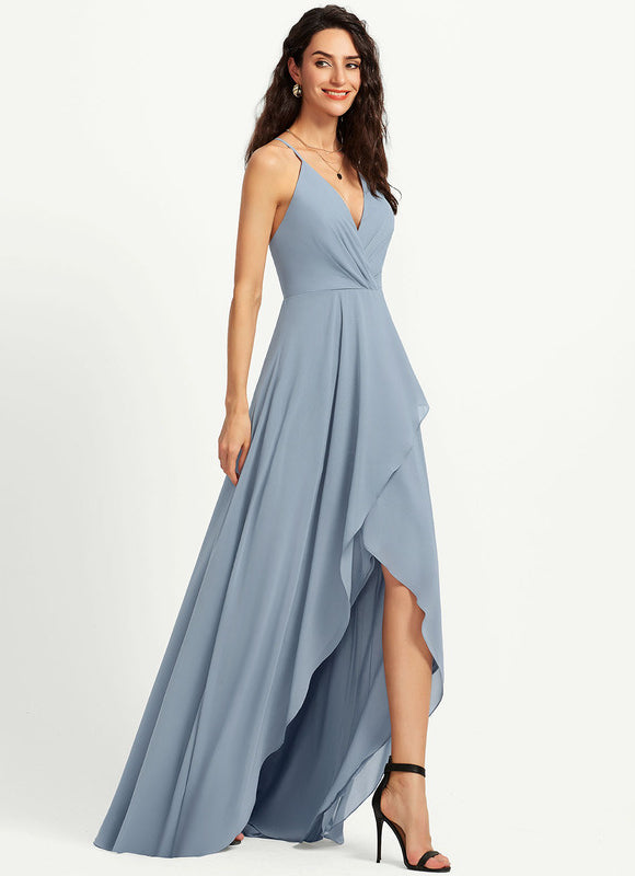 Robe Pastel Verte Col V Asymétrique - gallery 3