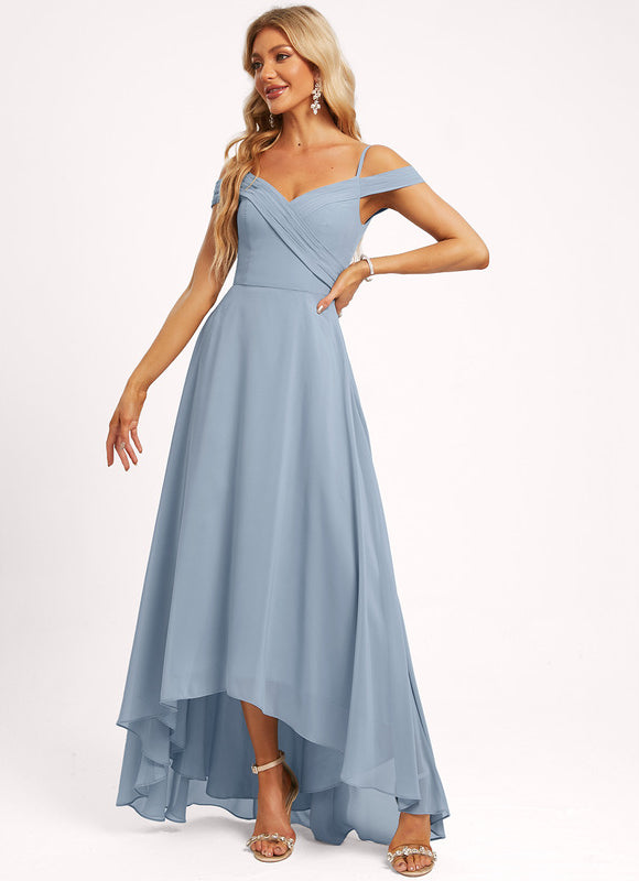 Robe Pastel Décolleté Asymétrique Rose Mauve - gallery 3