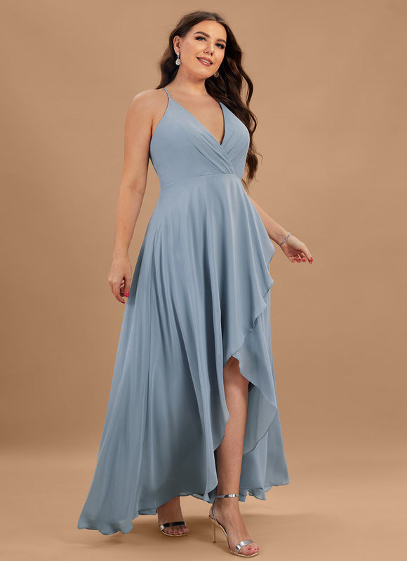 Robe Pastel Verte Col V Asymétrique - gallery 8