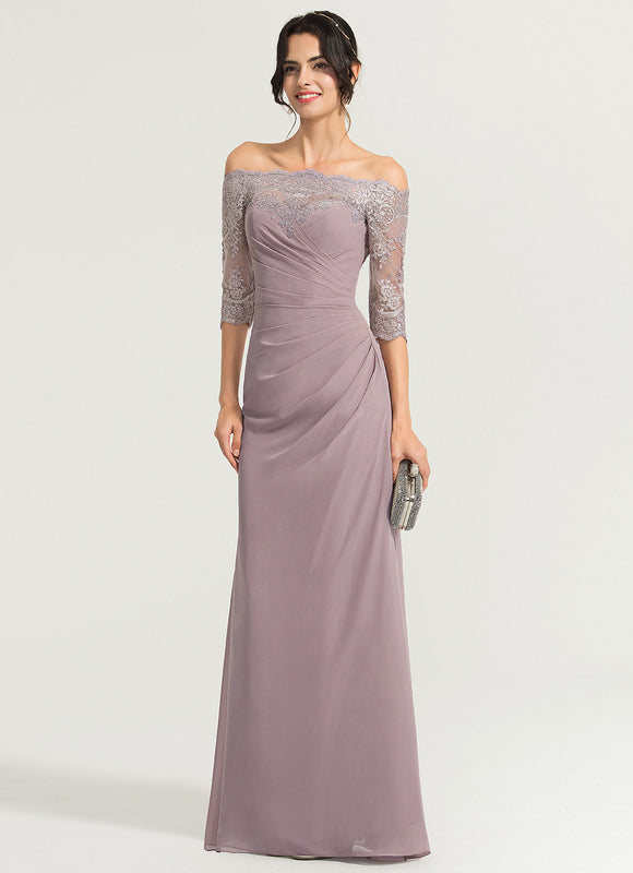 Robe Pastel Lavande Épaule Dénudée Longue - gallery 2