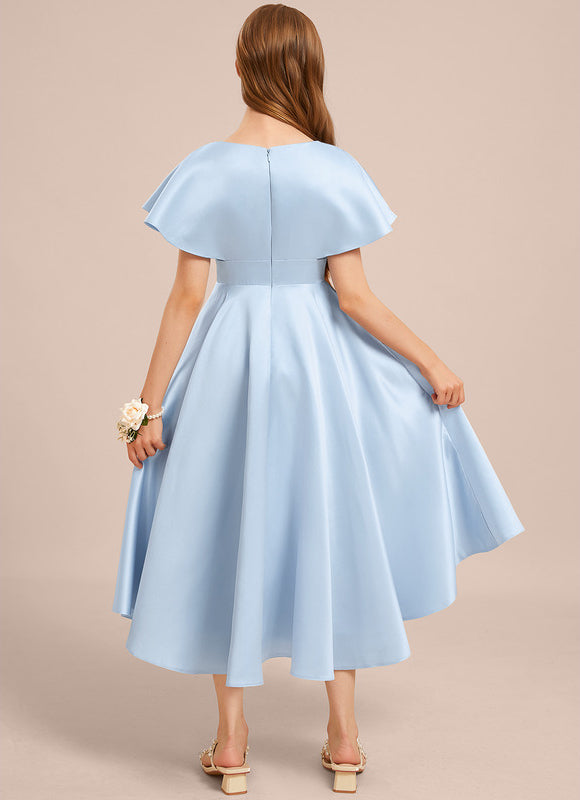 Robe Pastel Bleu Col V Asymétrique - gallery 4