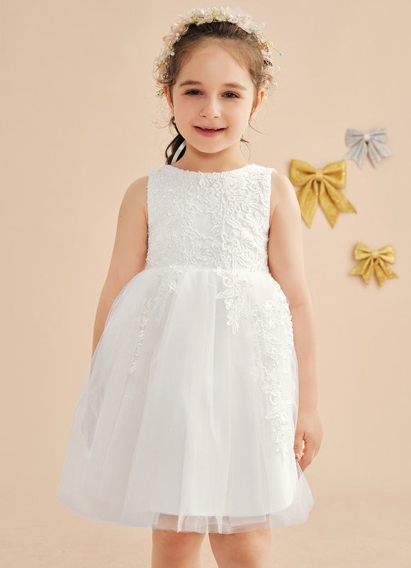 Robe Pastel Blanche Dentelle Cortège Fille - gallery 6