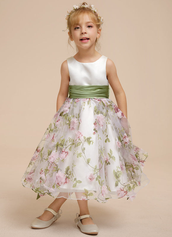 Robe Pastel Demoiselle D'Honneur Blanche Fleurie - gallery 3