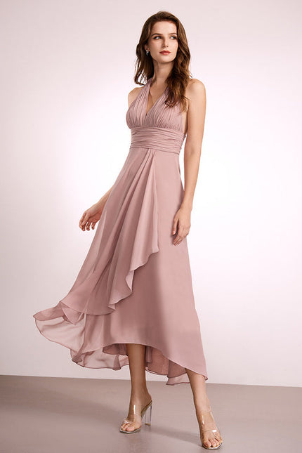 Robe Pastel Verte Col V Asymétrique