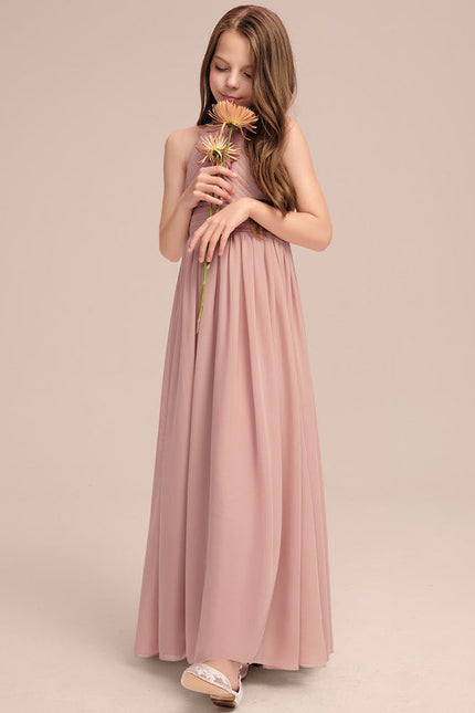 Robe Pastel Rose Demoiselle D'Honneur Trapèze - gallery 2