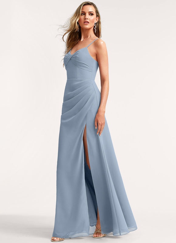 Robe Pastel Demoiselle D'Honneur Bleu Clair - gallery 4