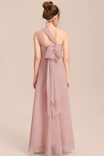 Robe Pastel Rose Décolleté Asymétrique Junior - gallery 6