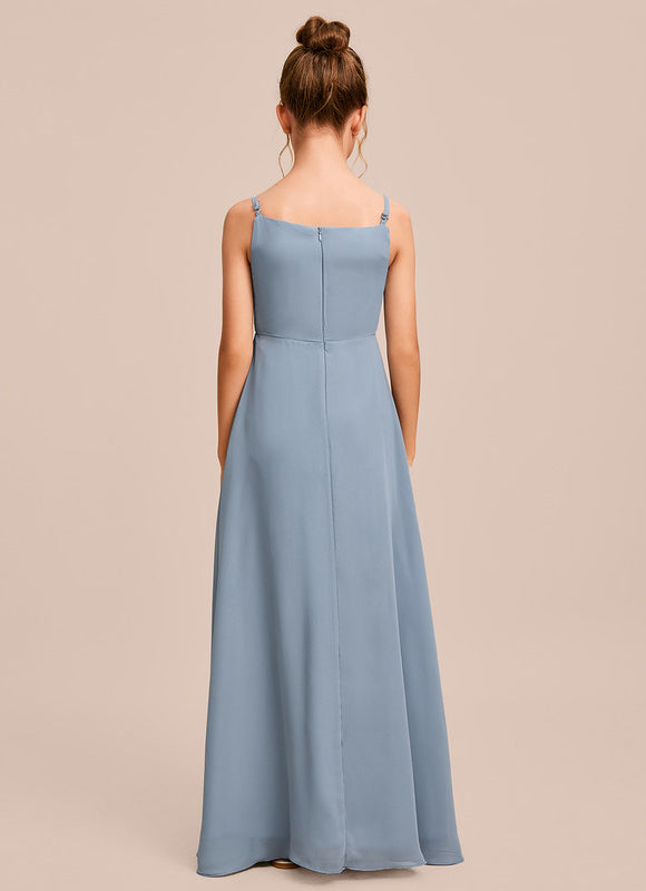 Robe Pastel Bleu Col Carré Longueur Sol - gallery 2