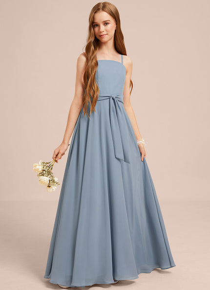 Robe Pastel Bleu Col Carré Long