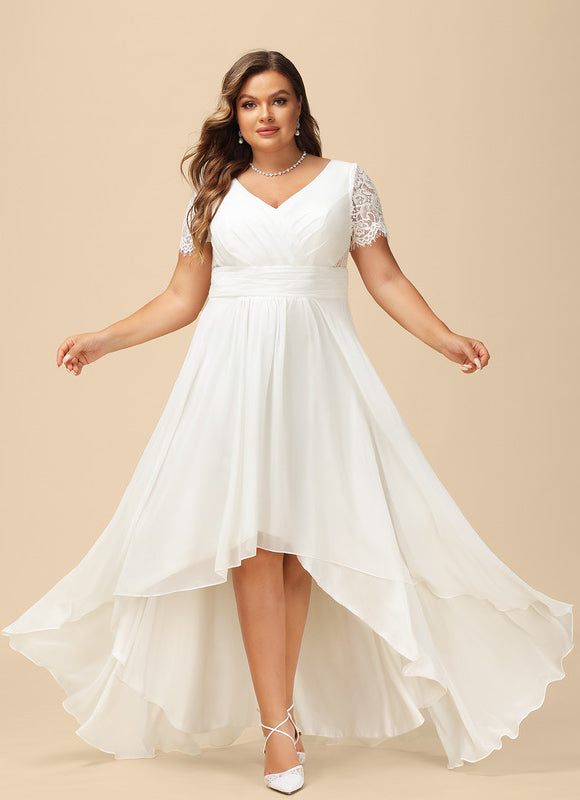 Robe Pastel Blanche Col V Asymétrique - gallery 5