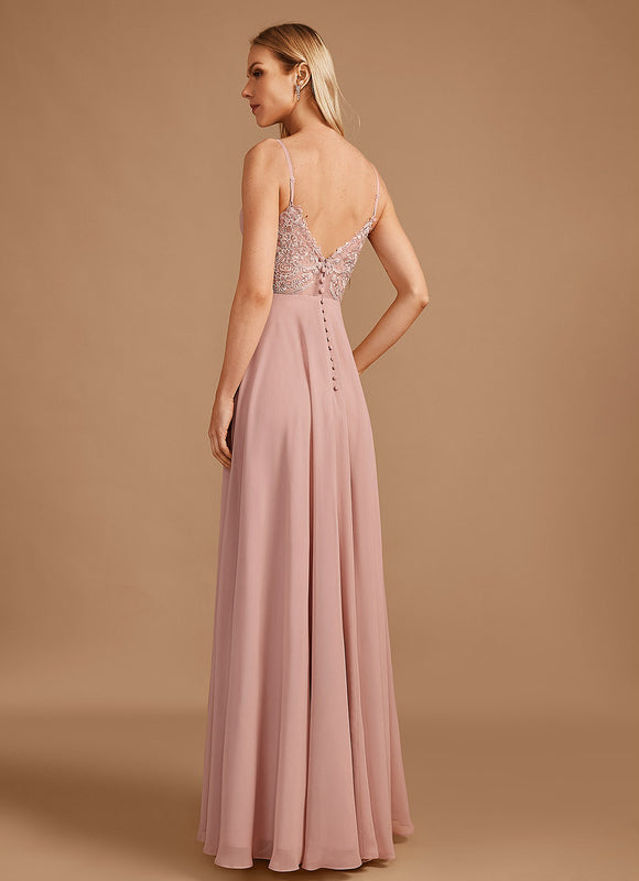 Robe Pastel Rose Mousseline D'Honneur Col V. - gallery 6