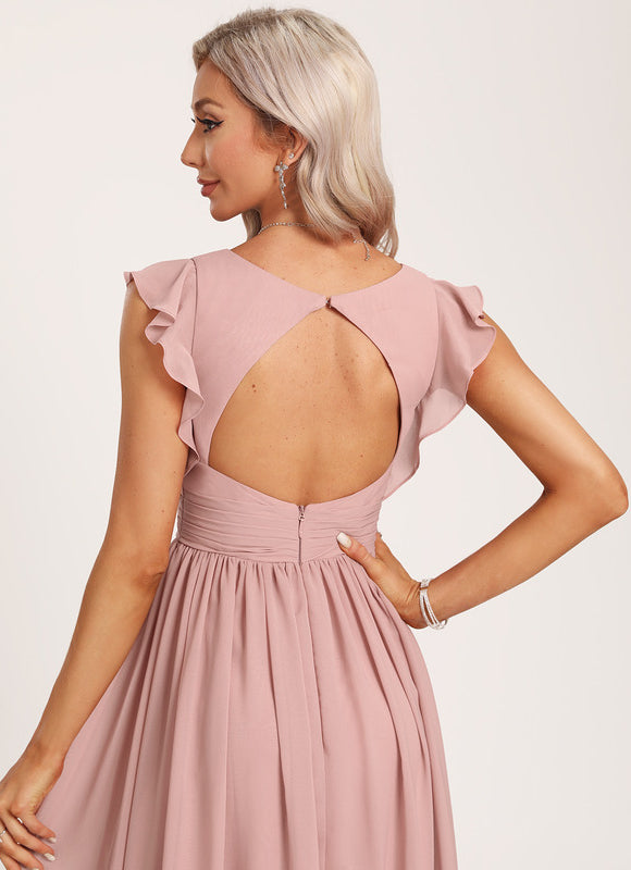 Robe Pastel Vert Poudré Demoiselle D'Honneur Élégante - gallery 3