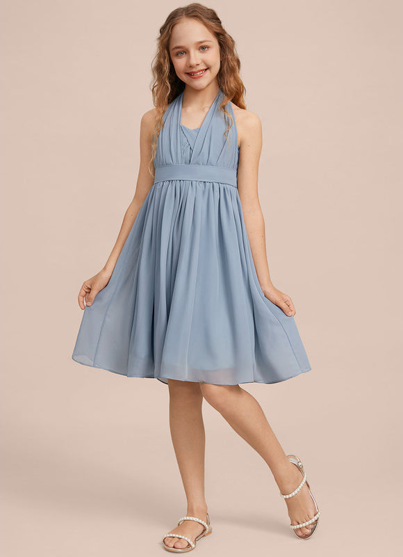 Robe Pastel Décolleté Asymétrique Bleu - gallery 6