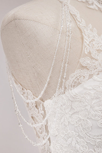 Robe Pastel Mariée Blanche Traîne Dentelle - gallery 7